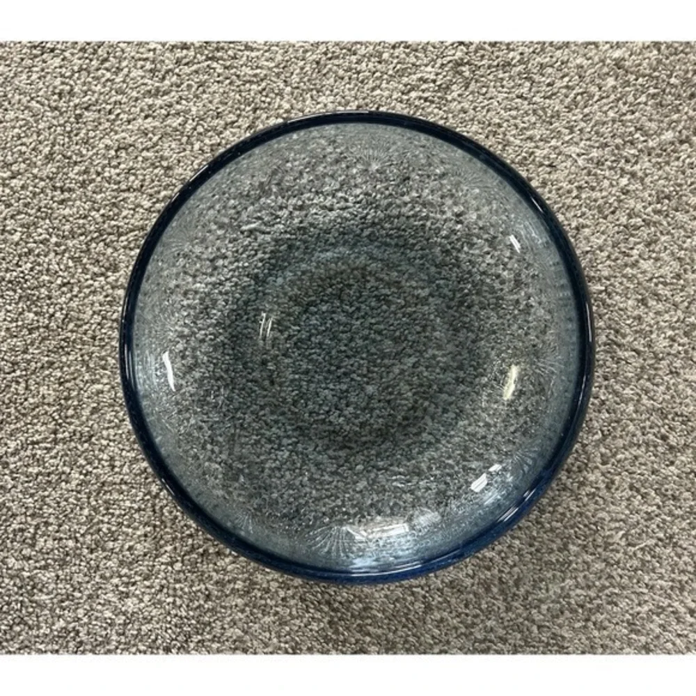 Large Blue Glass Decorative Bowl Shell & Starfish‎ Design Sea Decor Shell Dish